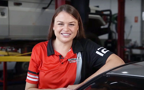 Female Mechanic Townsville on Car